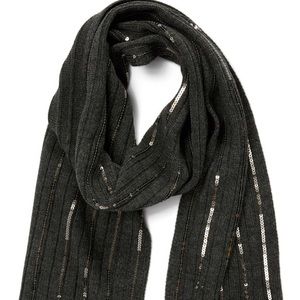 MICHAEL KORS RIBBED KNIT SEQUINED SCARF GREY NWOT
